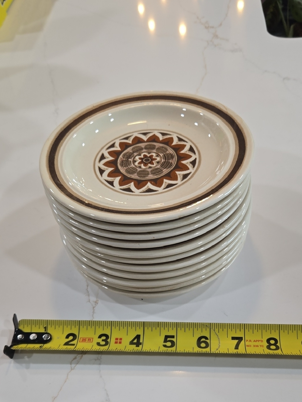 Vintage Aztec Royal China Bread  Plates in Cream and Brown - Set of 11